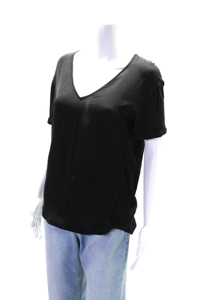 Sport The Kooples Women V-Neck Short Sleeve Pullover T-Shirt Top Black Size M