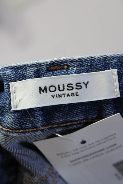 Moussy Womens Cotton Distressed Five Pocket Mid-Rise Skinny Jeans Navy Size 25