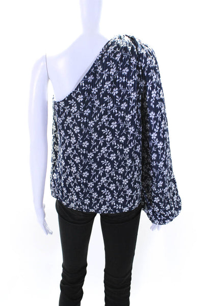 Ulla Johnson Womens Cotton Floral Long Sleeve One Shoulder Blouse Navy Size 0