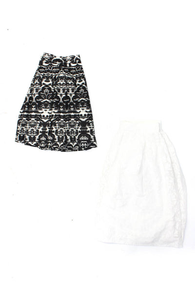 J Crew Womens A Line Pleated Skirts Black White Size 6 Lot 2