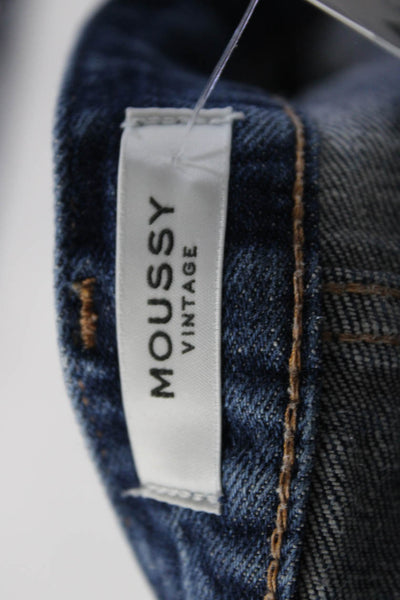 Moussy Women's Midrise Distress Medium Wash Pockets Skinny Denim Pant Size 25