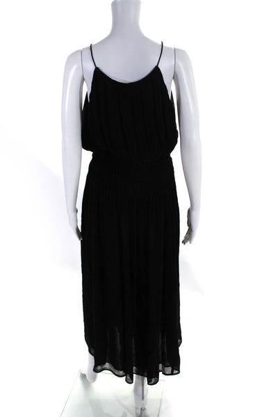 Frame Women's Scoop Neck Spaghetti Straps Smocked Waist Maxi Dress Black Size XS