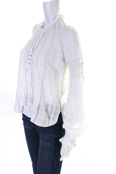 Veronica Beard Women's V-Neck Long Sleeves Tassel Blouse White Size 0