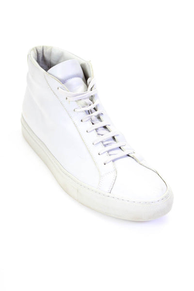 Common Projects Mens Light Gray High Top Fashion Sneakers Shoes Size 15