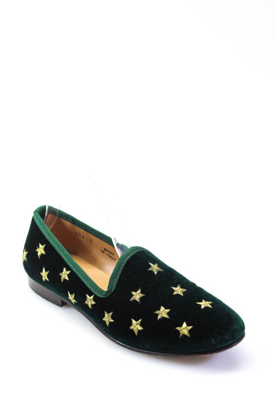 Del Toro Womens Suede Geometric Print Round Toe Slip-On Loafers Green Size 7