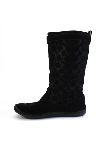 Coach Womens Maressa Embossed C Signature Pull On Boots Black Suede Size 9