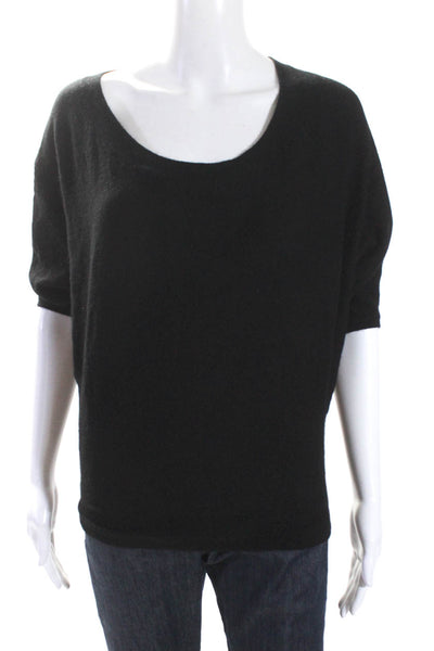 Vince Women's Round Neck Short Sleeves Cashmere Sweater Black Size XS