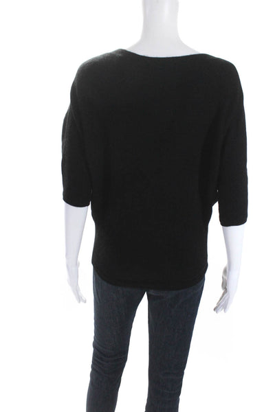 Vince Women's Round Neck Short Sleeves Cashmere Sweater Black Size XS