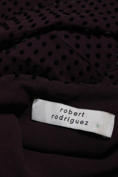 Robert Rodriguez Women's V-Neck Sleeveless Burgundy Polka Dot Blouse Size XS