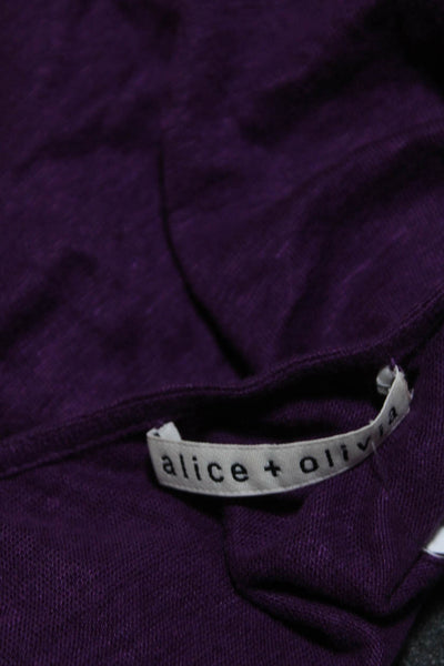Alice + Olivia Women's V-Neck Sleeveless Silk Elastic Hem Blouse Purple Size XS