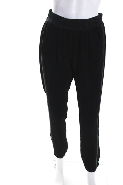 Rebecca Taylor Women's Elastic Waist Tapered Leg Jogger Pant Black Size 2