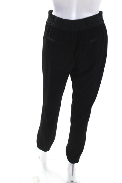 Rebecca Taylor Women's Elastic Waist Tapered Leg Jogger Pant Black Size 2