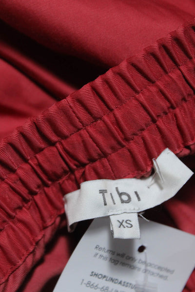 Tibi Women's Elastic Drawstring Waist Tapered Leg Jogger Pant Red Size XS