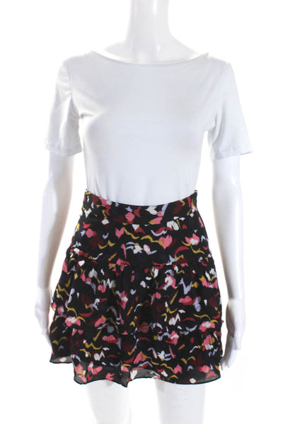 ALC Women's Zip Closure Ruffle Flare Flare Silk Floral Mini Skirt Size 0