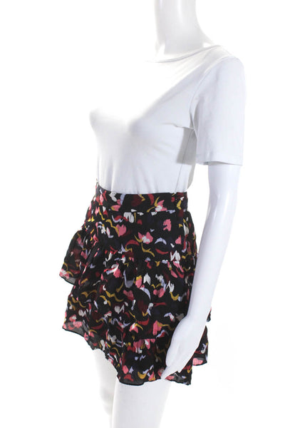 ALC Women's Zip Closure Ruffle Flare Flare Silk Floral Mini Skirt Size 0