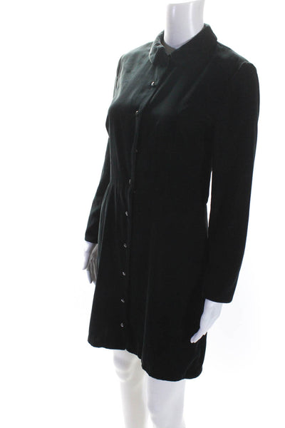 J Crew Womens Velvet Long Sleeve Collared Button Down Shirt Dress Black Size 6