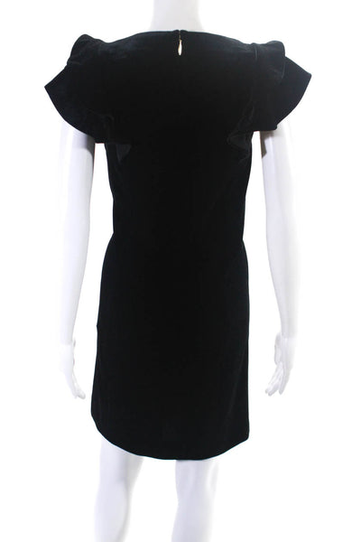 Draper James Womens V Neck Back Zip Long Dress Velvet Black Size 8