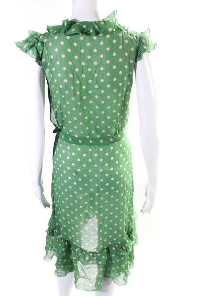 Moschino Womens Polka Dot V Neck Sleeveless Dress Silk Green Size 4
