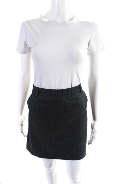 The Frankie Shop Womens Straight Pencil Plaid Skirt Black Size Large