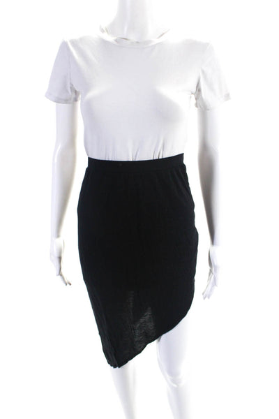 Helmut Womens Asymmetrical Elastic Waist Skirt Black Size Medium