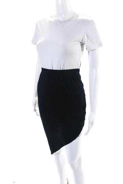 Helmut Womens Asymmetrical Elastic Waist Skirt Black Size Medium