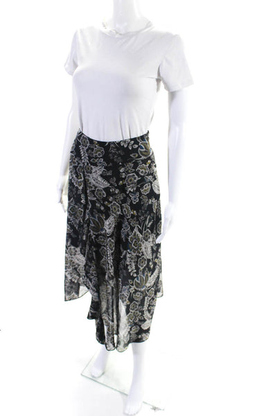 Bailey 44 Womens Floral Asymmetrical Maxi Back Zip Skirt Black Size Small