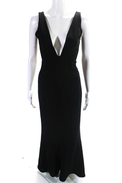 Intermix Womens Cut Out V-Neck Sleeveless Zip Up Maxi Dress Black Size S