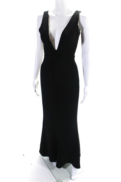 Intermix Womens Cut Out V-Neck Sleeveless Zip Up Maxi Dress Black Size S