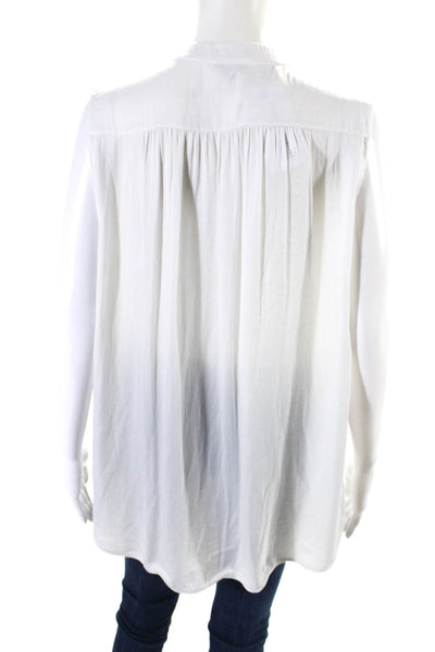 Vince Womens Semi Sheer V-Neck Sleeveless Pullover Tank Top Blouse White Size L