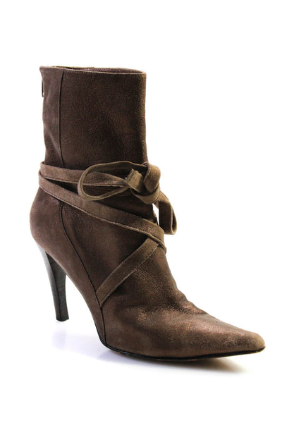 Laundry by Shelli Segal Women's Pointed Toe Buckle Suede Ankle Boot Brown Size 7