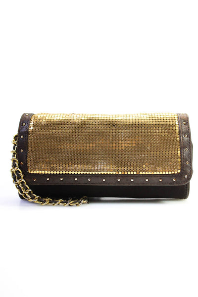 Michael Kors Women's Bifold Snap Closure Metallic Wallet Gold Brown Size M