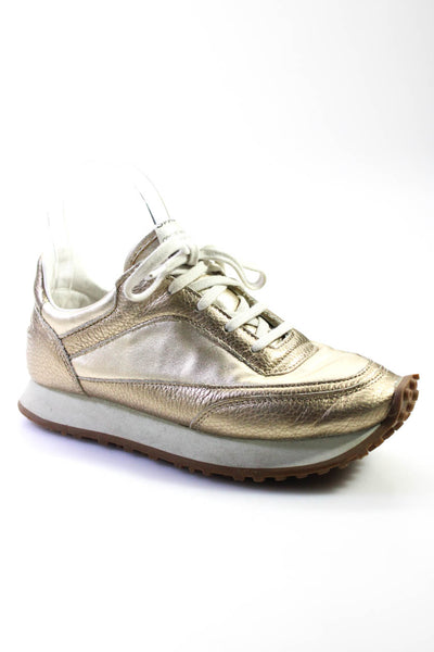 Spalwart Commes des Garcon Womens Lace Up Trainer Leather Gold White Size 6.5