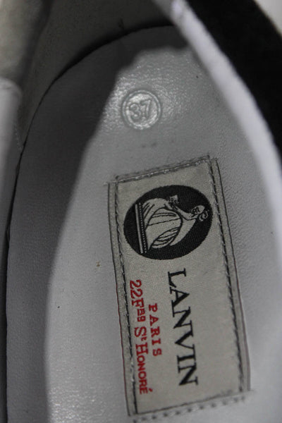 Lanvin Womens Front Tassel Slip On Loafer Suede Black White Size 6.5
