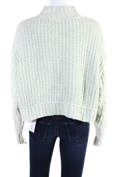Free People Womens Cotton Blend Knit High Neck Pullover Sweater Top Green Size S