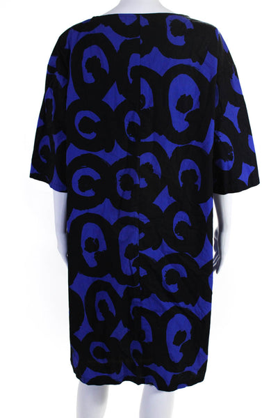 Marimekko Womens Circle Print Long Sleeves Dress Blue Black Cotton Size EUR 40