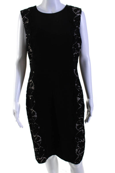 J Crew Womens Lace Trim Back Zip Lined Knee Length Sheath Dress Black Size 12