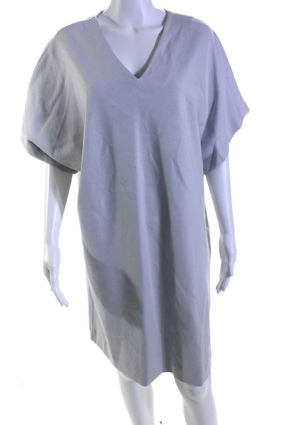 COS Womens Cotton Set In Sleeve Knee Length V-Neck T-Shirt Dress Gray Size L