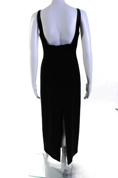 Tahari Womens Satin Bodice V-Neck Sleeveless Lined Long Formal Gown Black Size 8