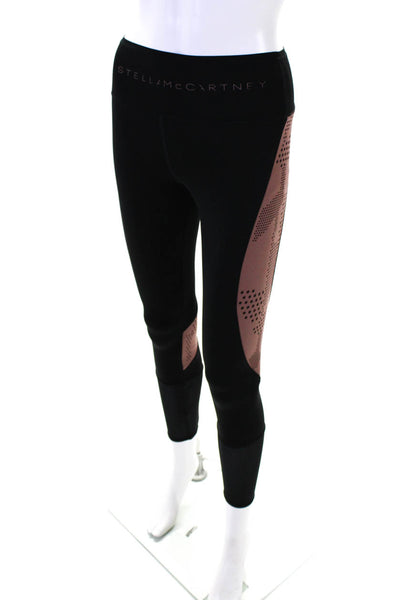 Adidas Stella McCartney Womens Elastic Waist Tapered Legging Black Pink Size XS
