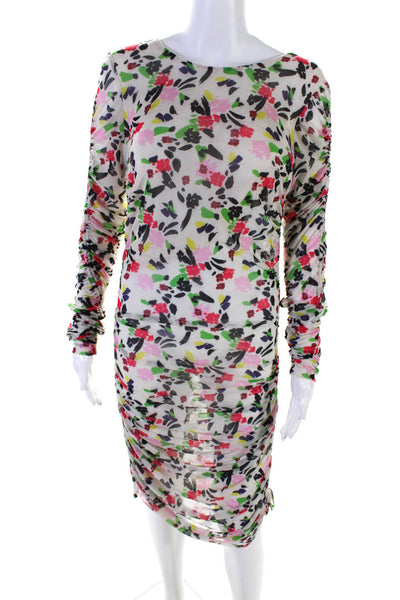 Nordstrom Women's Round Neck Cinch Long Sleeves Fitted Floral Mini Dress Size M