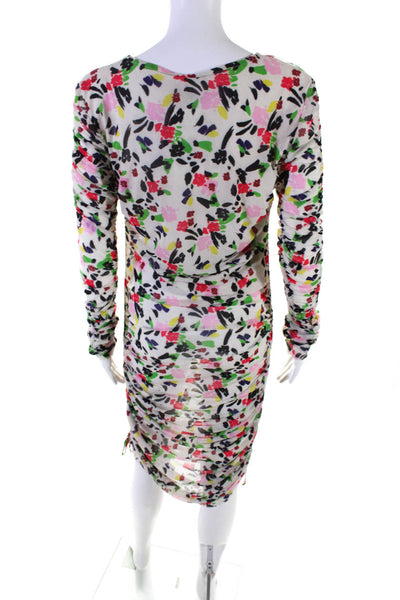 Nordstrom Women's Round Neck Cinch Long Sleeves Fitted Floral Mini Dress Size M