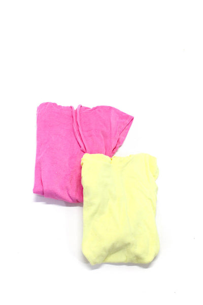 Elan Womens Cotton Terry Short Sleeve Hooded Dresses Yellow Pink Size S Lot 2