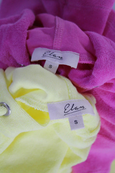 Elan Womens Cotton Terry Short Sleeve Hooded Dresses Yellow Pink Size S Lot 2