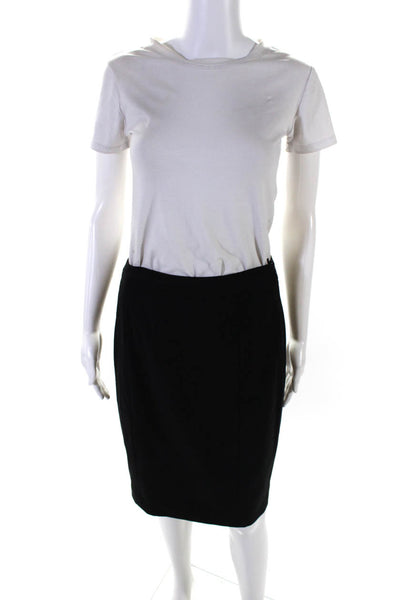 Lafayette 148 New York Womens Button Closure Lined A-Line Midi Skirt Black Size
