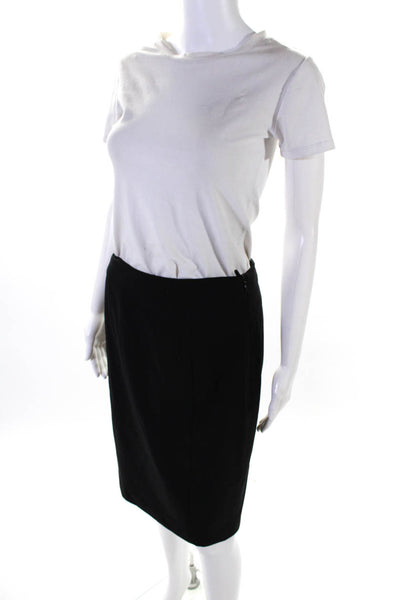 Lafayette 148 New York Womens Button Closure Lined A-Line Midi Skirt Black Size