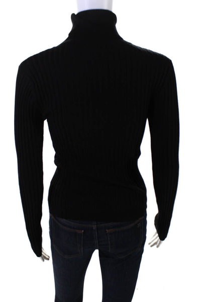 Karen Millen Womens Stretch Rib Knit Long Sleeve Turtleneck Top Black Size S