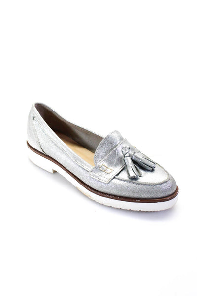 KG Kurt Geiger Womens Metallic Leather Round Toe Loafers Silver Size 39 9