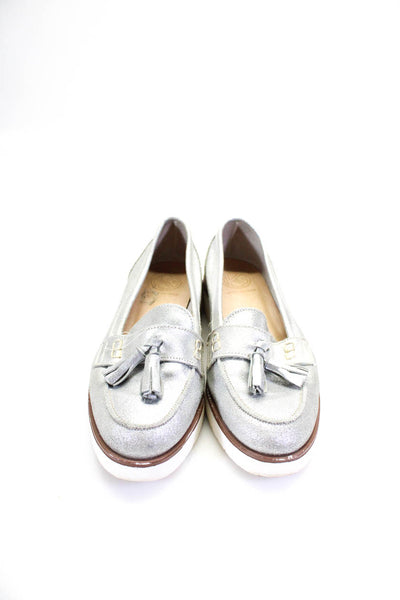 KG Kurt Geiger Womens Metallic Leather Round Toe Loafers Silver Size 39 9