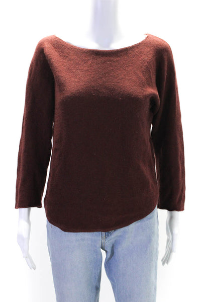 Vince Womens Wool Knit Long Sleeve Round Neck Pullover Sweater Top Red Size M