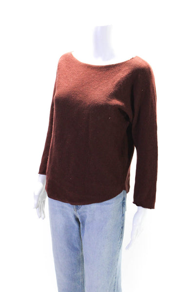 Vince Womens Wool Knit Long Sleeve Round Neck Pullover Sweater Top Red Size M